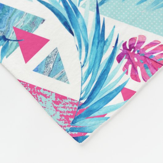 Couverture Polaire Motif tropical de feuille d'aquarelle abstraite (Coin)