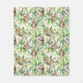 Couverture Polaire Motif tropical de paresse d'aquarelle (Devant)