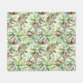 Couverture Polaire Motif tropical de paresse d'aquarelle (Devant (Horizontal))