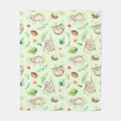 Couverture Polaire Motif tropical de paresse de noix de coco (Devant)