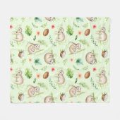 Couverture Polaire Motif tropical de paresse de noix de coco (Devant (Horizontal))