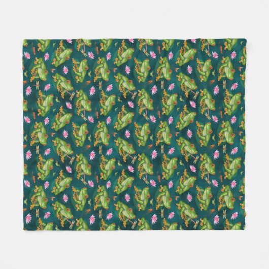 Couverture Polaire Motif tropical d'étang à poissons de libellule de (Devant (Horizontal))