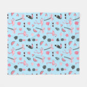 Couverture Polaire Motif tropical d'été rose et bleu (Devant (Horizontal))