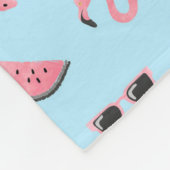 Couverture Polaire Motif tropical d'été rose et bleu (Coin)