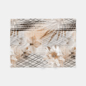 Couverture Polaire Motif tropical gris, beige. (Devant (Horizontal))
