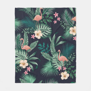 Couverture Polaire motif tropicale transparente avec feuillage luxur