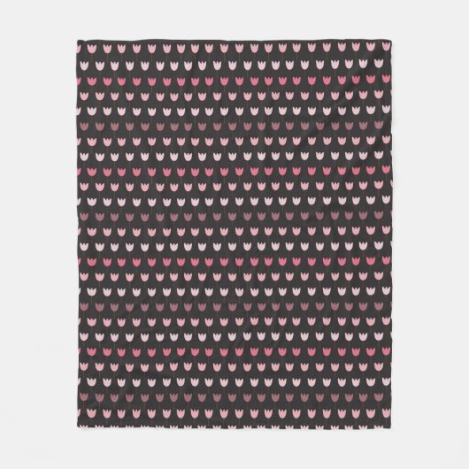 Couverture Polaire Motif Tulipe rose simple avec arrière - plan foncé (Devant)
