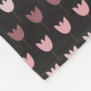 Couverture Polaire Motif Tulipe rose simple avec arrière - plan foncé