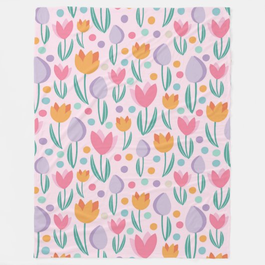 Couverture Polaire Motif Tulipes printanières (Devant)