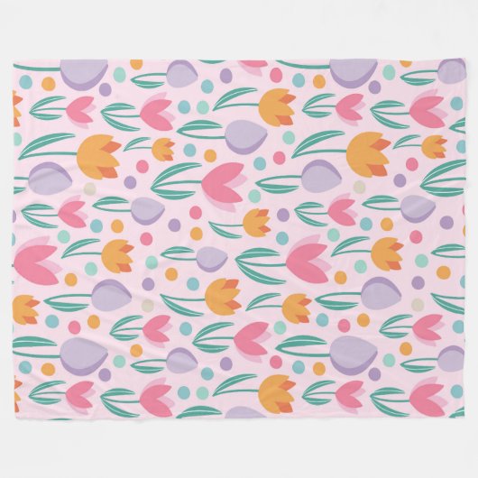 Couverture Polaire Motif Tulipes printanières (Devant (Horizontal))