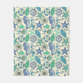 Couverture Polaire Motif turquoise d'animaux de mer (Devant)