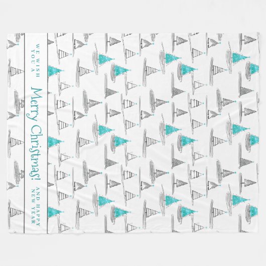 Couverture Polaire Motif turquoise d'arbre de Noël n° 5 ID1009 (Devant (Horizontal))