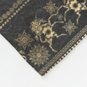 Couverture Polaire Motif Unicorne Bohème gris foncé et or (Coin)