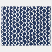 Couverture Polaire Motif vague - Blanc sur bleu foncé (Devant (Horizontal))