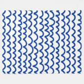 Couverture Polaire Motif vague - bleu marine sur blanc (Devant (Horizontal))