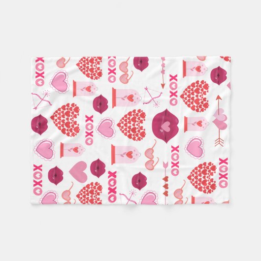 Couverture Polaire Motif Valentine`s Day 2023 Arrière - plan avec coe (Devant (Horizontal))