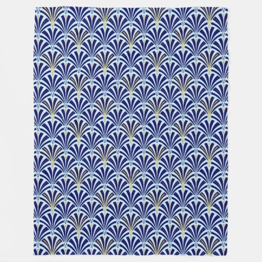Couverture Polaire Motif ventilateur Art déco - cobalt et bleu ciel (Devant)