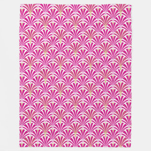 Couverture Polaire Motif ventilateur Art déco - rose fushia
