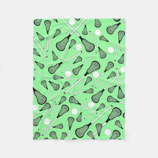 Couverture Polaire Motif vert clair de bâtons de lacrosse (Devant)