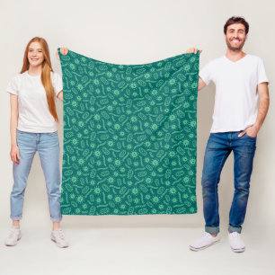 Couverture Polaire Motif vert de microbes