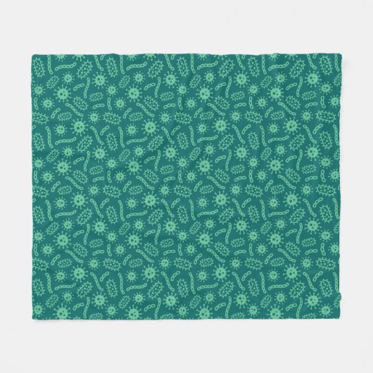 Couverture Polaire Motif vert de microbes (Devant (Horizontal))
