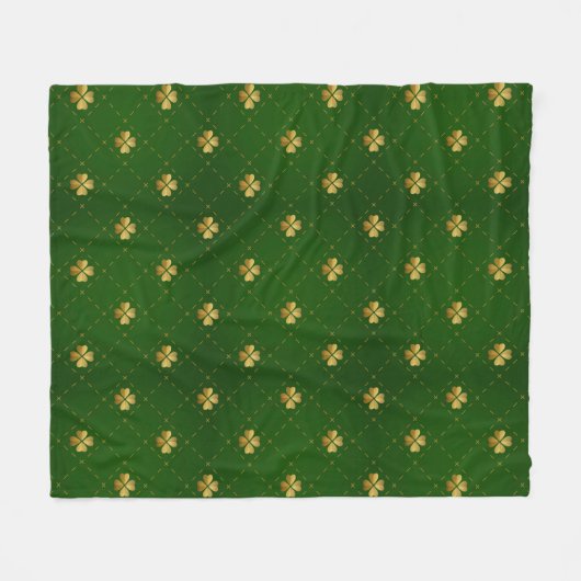 Couverture Polaire Motif vert d'or de trèfle (Devant (Horizontal))