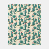 Couverture Polaire Motif vert et rouge de cactus (Devant)