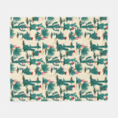 Couverture Polaire Motif vert et rouge de cactus (Devant (Horizontal))