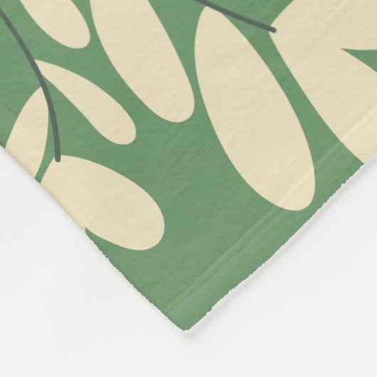 Couverture Polaire Motif vert feuille blanche (Coin)