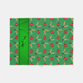 Couverture Polaire Motif vert nommé personnalisé de cricket (Devant (Horizontal))