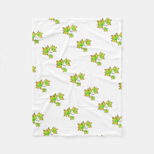 Couverture Polaire Motif vert vert jaune rouge  mûr Feuille (Devant)