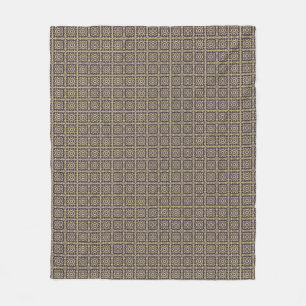 Couverture Polaire Motif vintage de damassé d'art, d'or