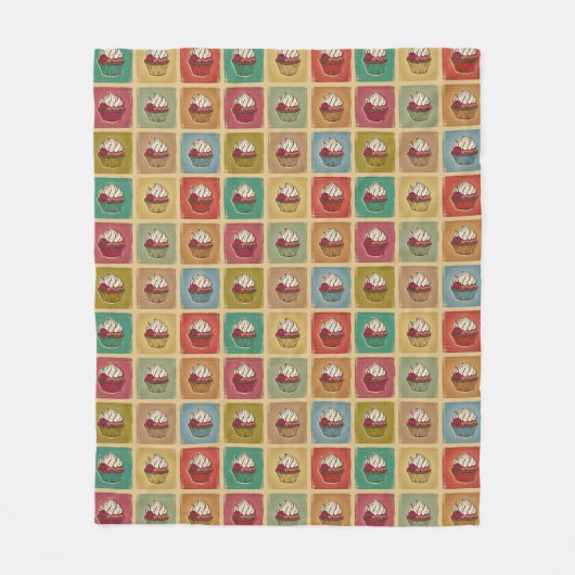 Couverture Polaire Motif vintage fait de petits gâteaux (Devant)
