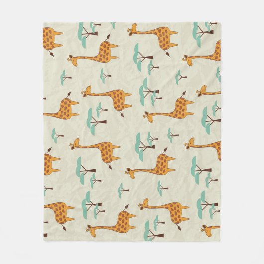Couverture Polaire Motif vintage Giraffe. (Devant)
