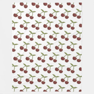 Couverture Polaire Motif vintage illustré de cerise sur blanc