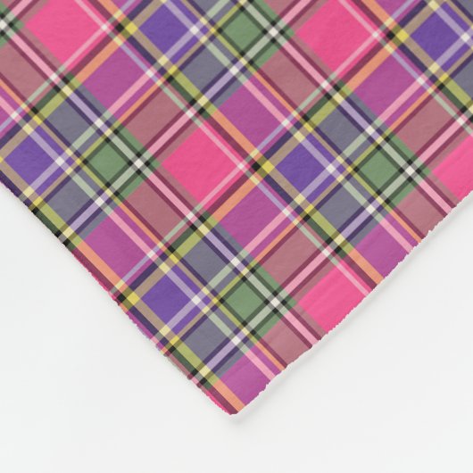 Couverture Polaire Motif Vintage rose chaud et violet (Coin)