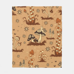 Couverture Polaire Motif Vintage sans couture avec des champignons br