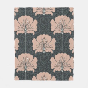 Couverture Polaire motif vintage sans couture avec fleurs roses. Art