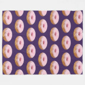 Couverture Polaire Motif violet de beignets rose ironique (Devant (Horizontal))