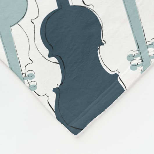Couverture Polaire Motif violon bleu (Coin)