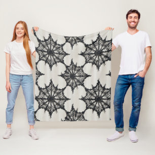 Couverture Polaire Motif Web en blanc sans couture noire Spider -
