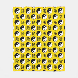 Couverture Polaire Motif Yinyang Arrière - plan jaune