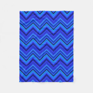 Couverture Polaire Motif zigzag rayures bleues