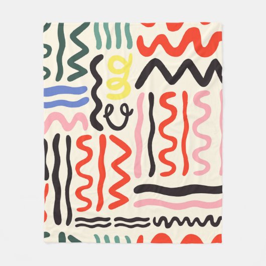 Couverture Polaire Motif, zigzags, lignes et courbes (Devant)
