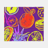 Couverture Polaire Motifs de fruits tropicaux au néon (Devant (Horizontal))
