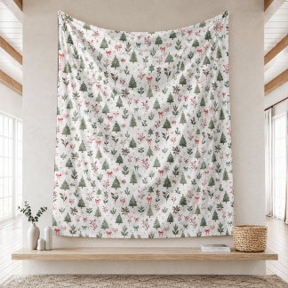 Couverture Polaire Motifs sans couture de Noël à l'aquarelle