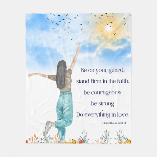 Couverture Polaire Motivation Bible Verse Fleece Blanche (Devant)