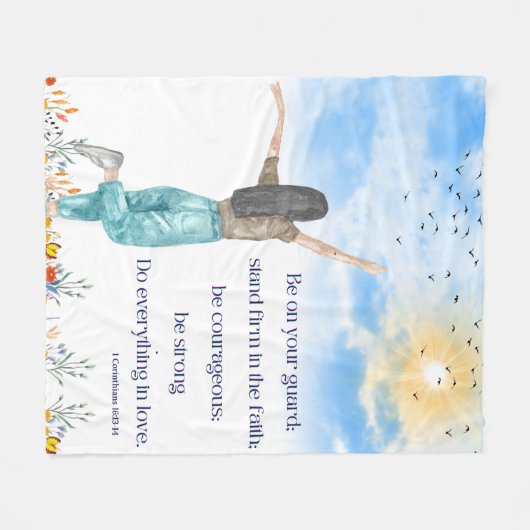 Couverture Polaire Motivation Bible Verse Fleece Blanche (Devant (Horizontal))