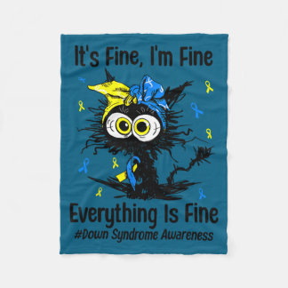 Couverture Polaire Motivational down syndrome awareness cat t21