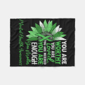 Couverture Polaire Motivationnel Santé mentale Guerrier vert (Devant (Horizontal))